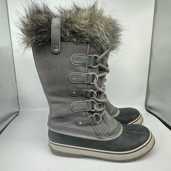Sorel Joan of Arctic Fur Charcoal Gray Tall Winter Boot Womens Size 11 Gorpcore - Picture 9 of 15